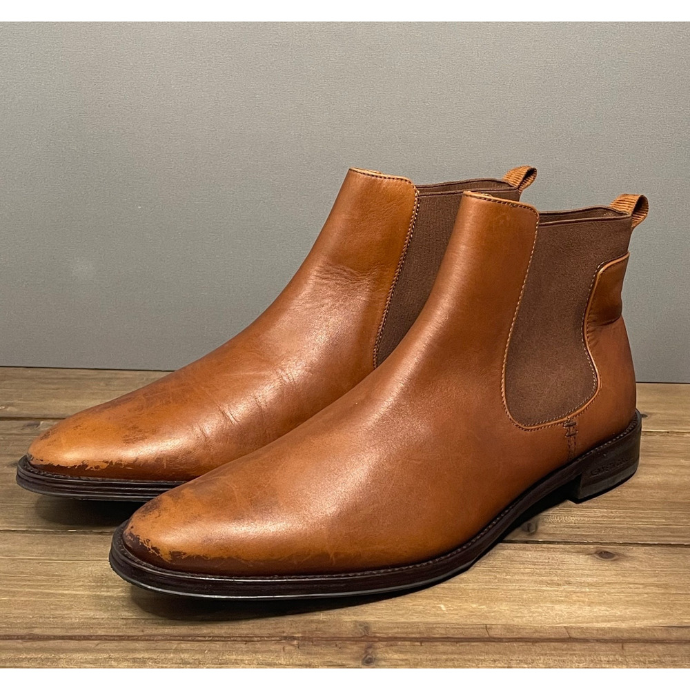 Kenneth Cole Men's Tully Chelsea Boots Size 11.5 Brown Distressed Leather - Picture 5 of 15